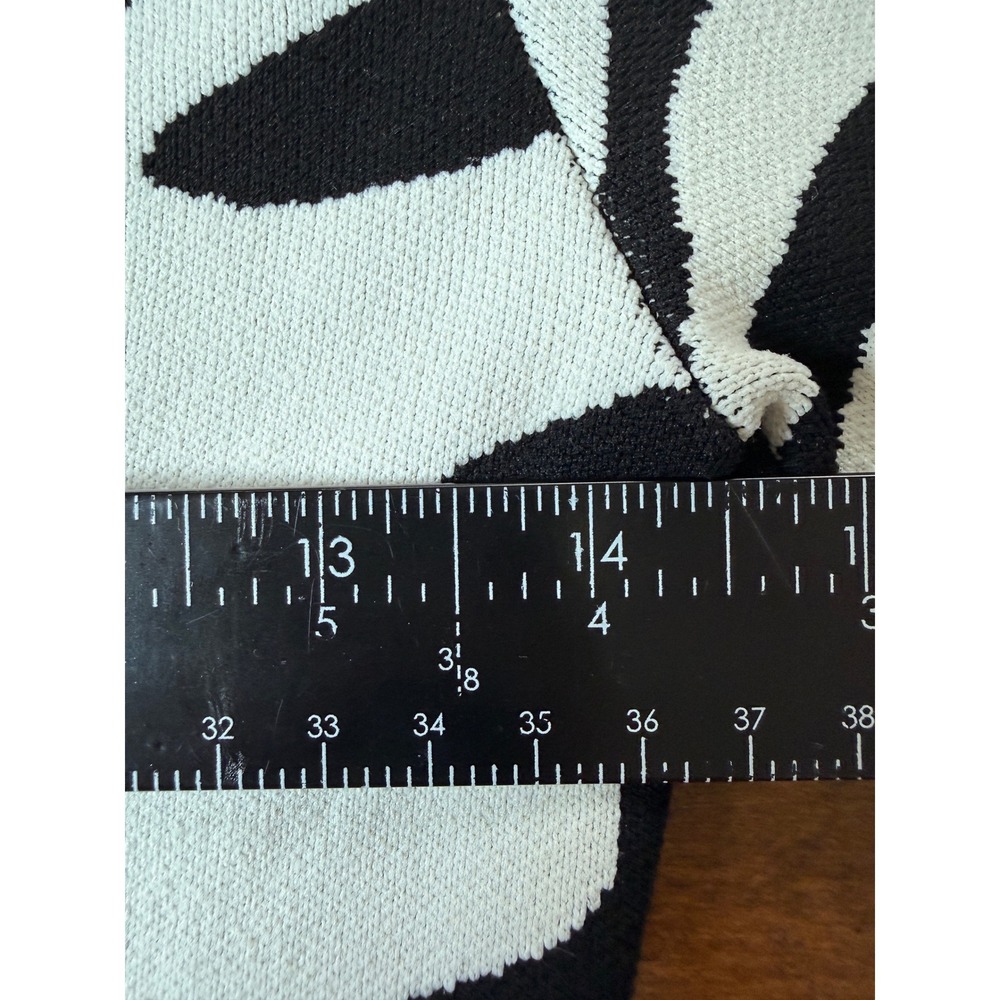 River Island Abstract Swirl Knit Bodycon Dress US 4 Black White Mesh Cutout - Picture 6 of 8